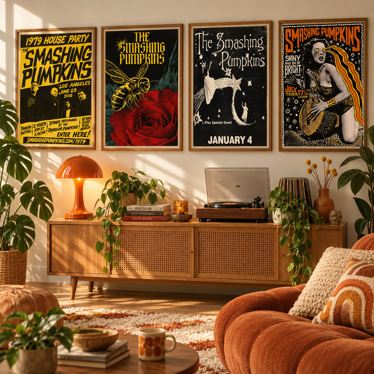 Smashing pumpkins posters warm gallery wall living room